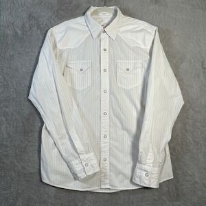 Buckle BKE Shirt Slim Men XL White Pearl Snap Rockabilly Western‎ Cowboy READ